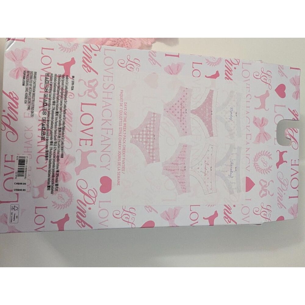 NEW Set LoveShackFancy's x Victoria's Secret Pink 7 Days Cheeky Panties Medium - Picture 2 of 5